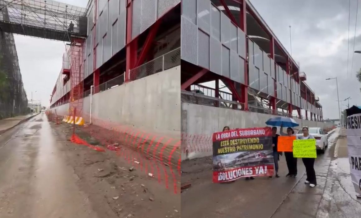 Protestan vecinos de Tultitlán por obras inconclusas cerca del Tren AIFA