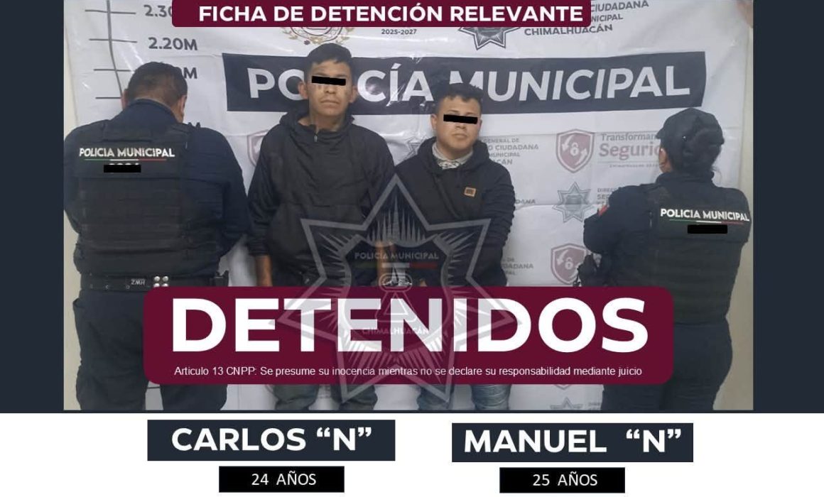 Caen dos presuntos asaltantes tras operativo en Chimalhuacán