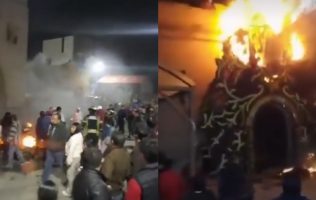 Da seguimiento Romina a daños por incendio en parroquia de Huixquilucan