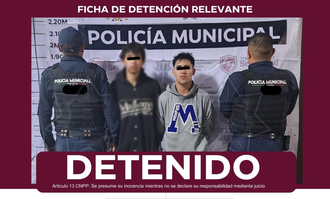 Detienen a 2 presuntos robacarros tras activarse botón de Chimalerta