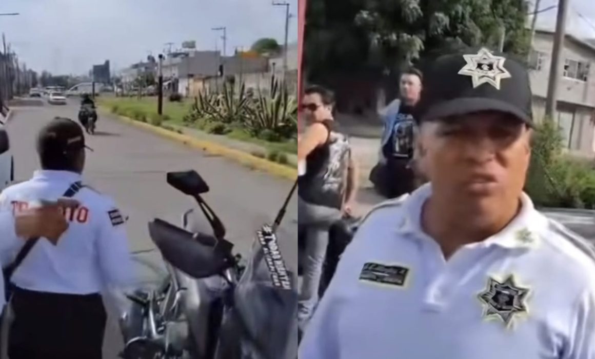 Exhiben a policía de Valle de Chalco por insultar a un motociclista