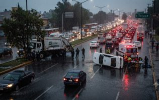 Provoca lluvia dos percances en la López Portillo de Toluca