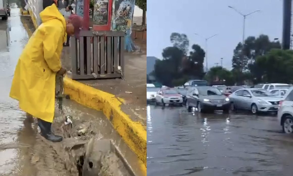 Provoca lluvia inundaciones y afectaciones viales en La México-Texcoco
