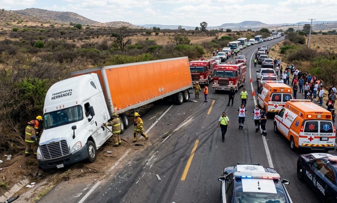 Provoca tráiler tráfico en la autopista Toluca-Atlacomulco