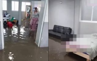 Rebasan lluvias al DIF de Mexicaltzingo y evacuan a paciente en camilla