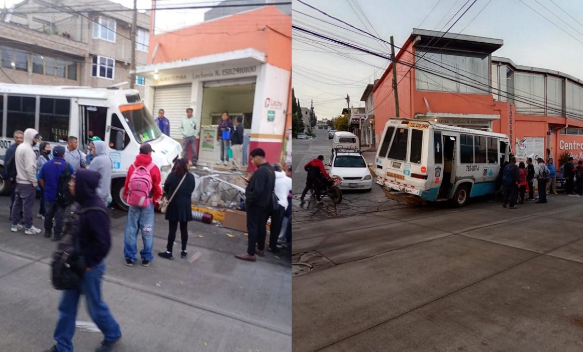 Arrasa microbús con puesto de tamales y lechería en La Paz