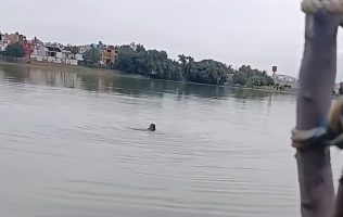 Auxilian a mujer tras ser captada nadando en la Laguna de Axotlán