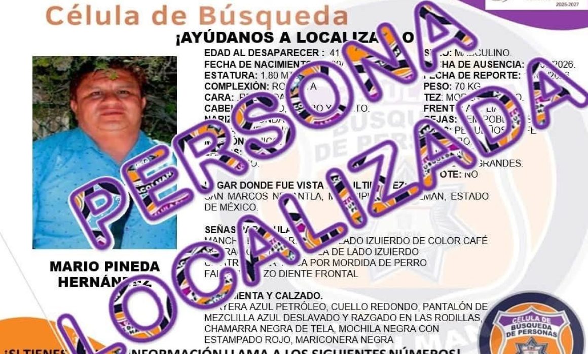 Localizan con vida en Veracruz a mexiquense reportado como desaparecido
