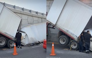 Se rompe caja de tráiler con arena para gato y provoca caos vial en Tecámac