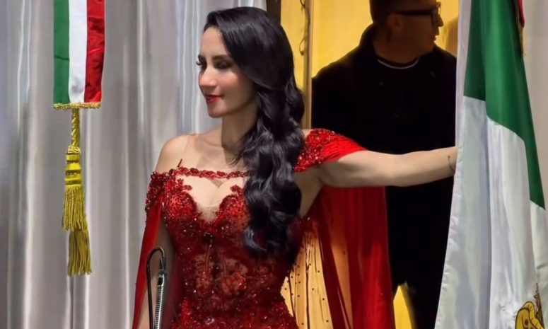 Critican a Michelle Núñez por maquillaje y vestido de lujo para el Grito