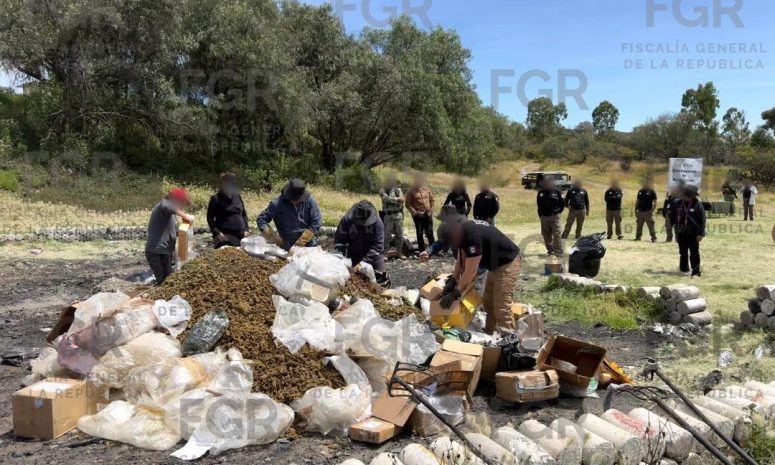 Incinera FGR narcóticos en Teotihuacán como parte de los aseguramientos