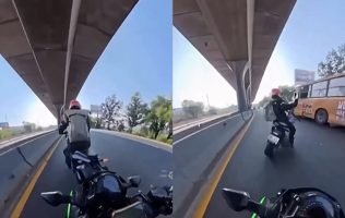 Se salva motoneto de morir aplastado en Izcalli