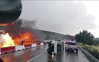 Se salvan 2 de morir quemados tras incendio de grúa en Arco Norte