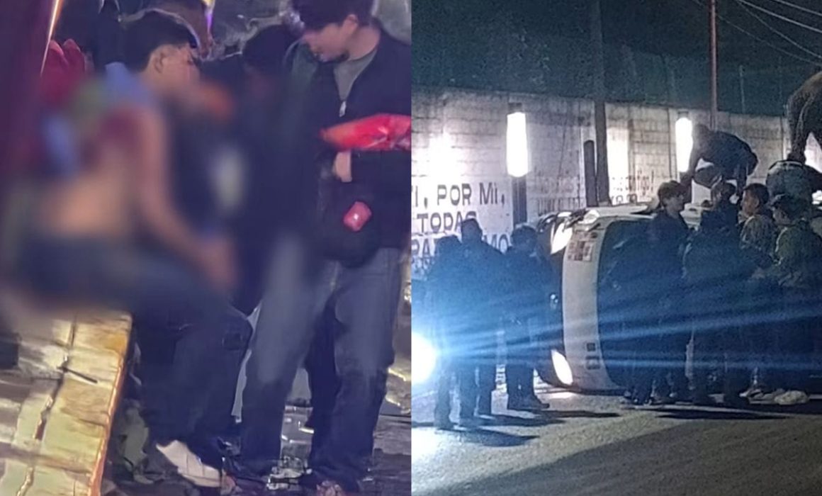 Vuelca combi de la Ruta 98 en la México-Texcoco; hay caos vehicular