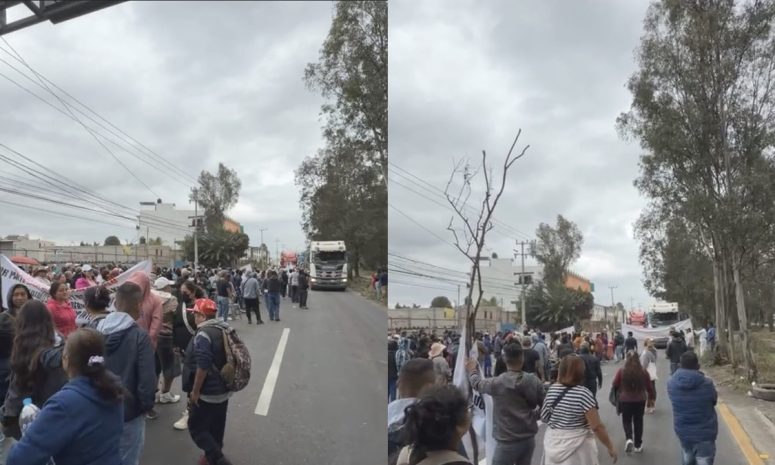 Bloquean vecinos Texcoco-Lechería por conflicto de agua en Tezoyuca