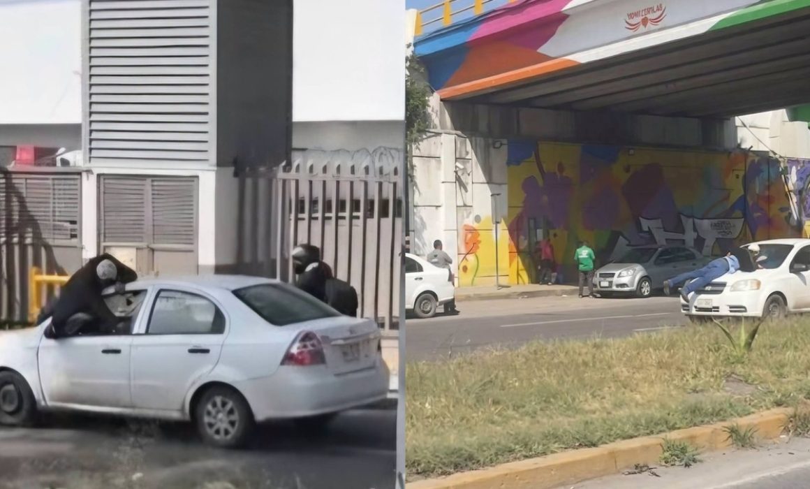 Captan a mujer arrastrando a hombre en cofre de su auto en la Méx-Qro