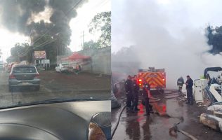 Combaten fuerte incendio en predio de San Mateo Xoloc, Tepotzotlán