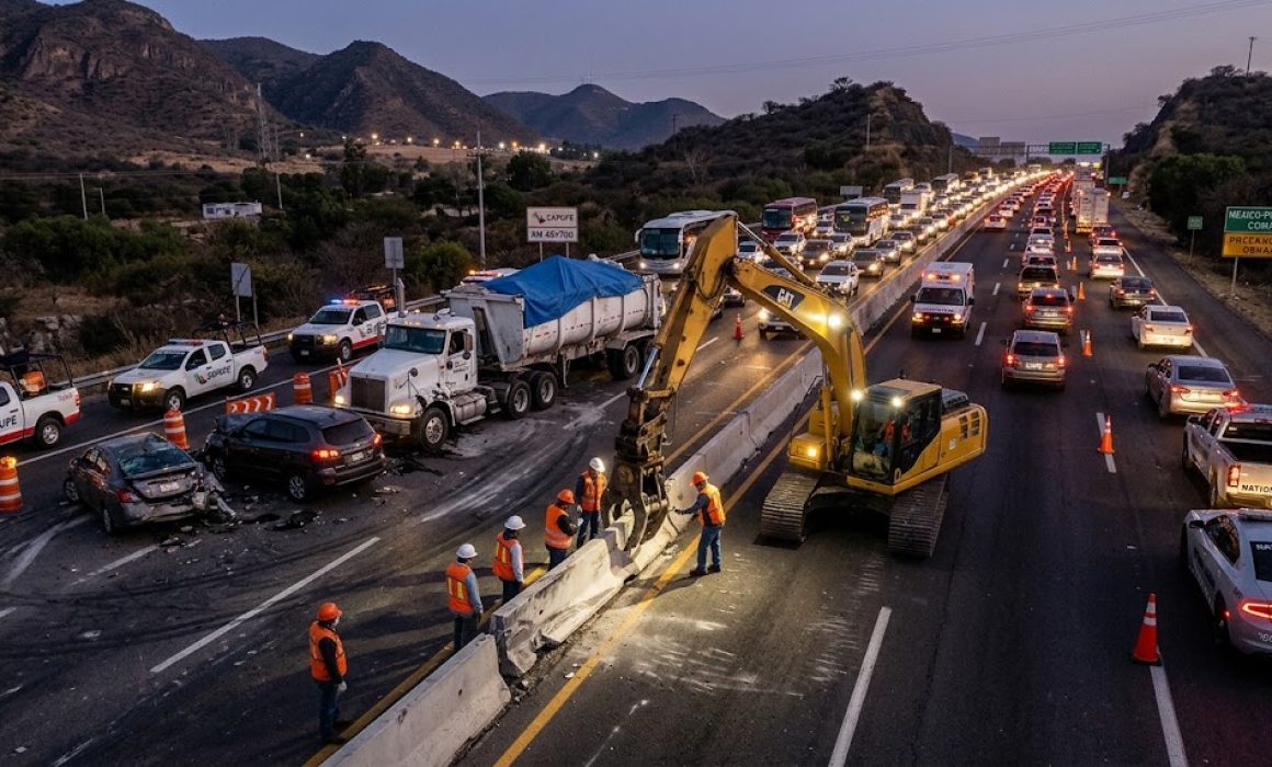 Continúan labores tras choque que dejó dos muertos en la México-Puebla
