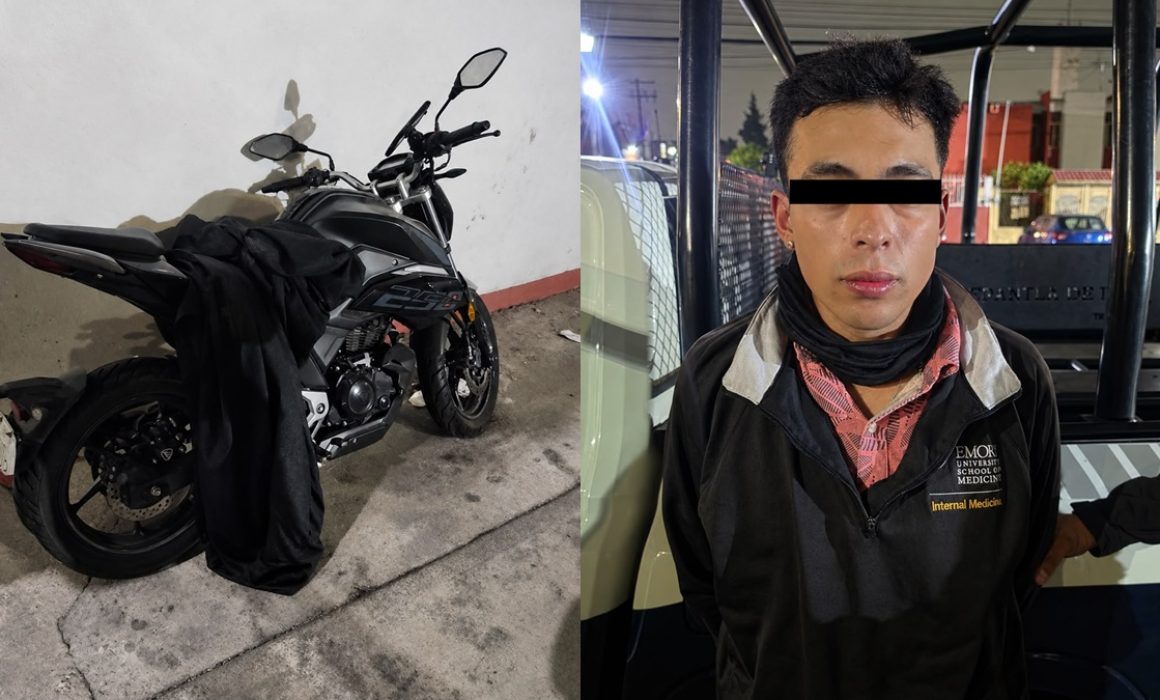 Detienen a sujeto por robo violento de motocicleta en Tlalnepantla