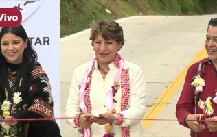 Entrega gobernadora Delfina Gómez nueva carretera en Donato Guerra