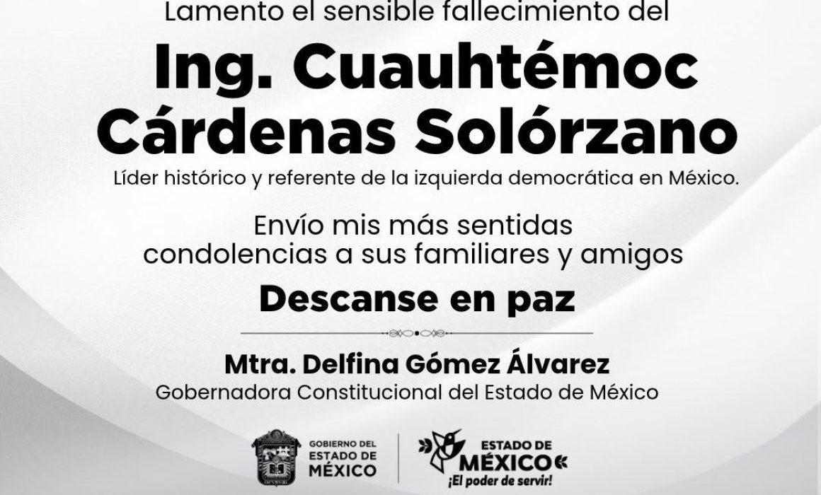 Lamenta Delfina Gómez muerte de Cuauhtémoc Cárdenas y reconoce legado