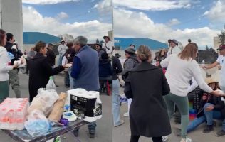 Llevan tortas y agua a manifestantes y afectados en la México-Toluca