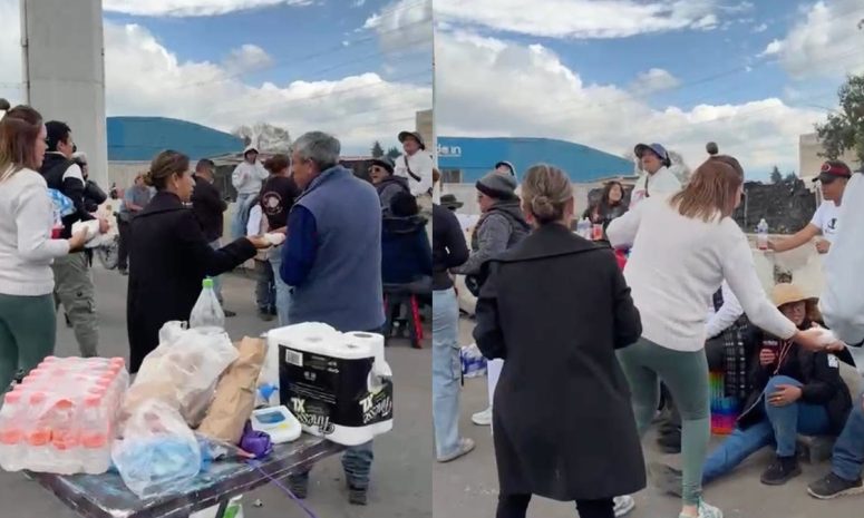 Llevan tortas y agua a manifestantes y afectados en la México-Toluca