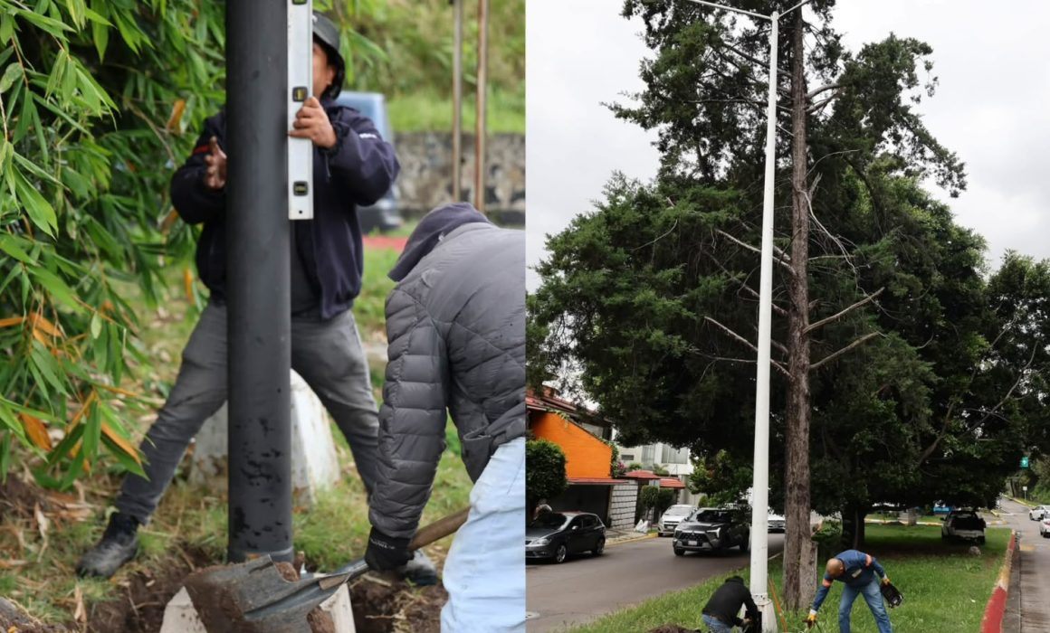 Moderniza Huixquilucan alumbrado público en zona de La Herradura