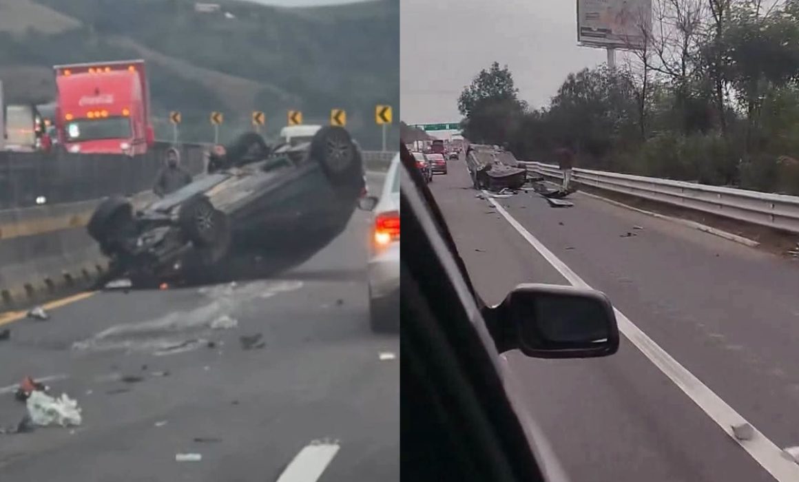 Reportan volcadura y tráfico en la autopista La Venta-Lechería