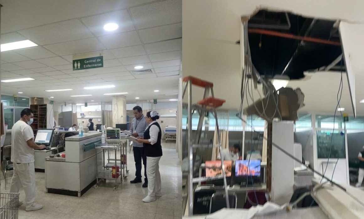 Se desploma techo en Urgencias del IMSS 220, en Toluca