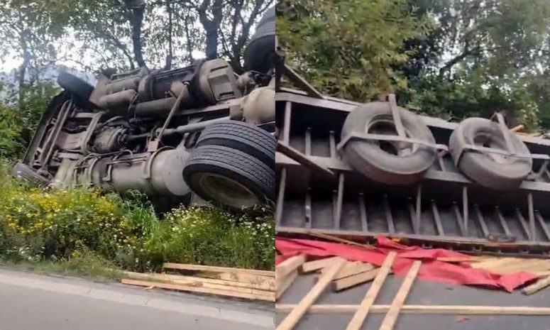 Suma otro accidente la Toluca-Naucalpan; era un camión con madera