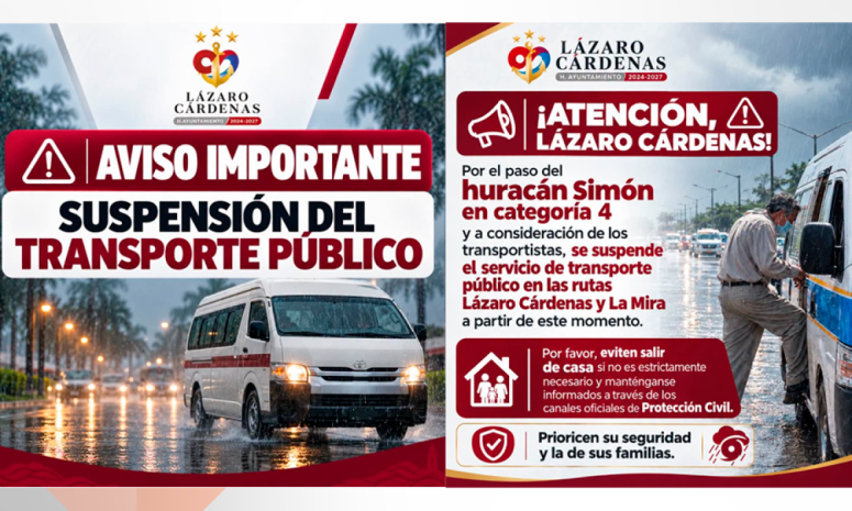 Suspenden transporte público en LC ante efectos de huracán Simon